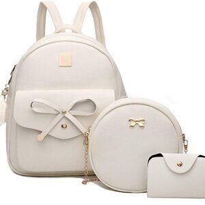 I IHAYNER Girls Bowknot 3-Pieces Fahsion Leather Backpack Backpack Purse for Wom